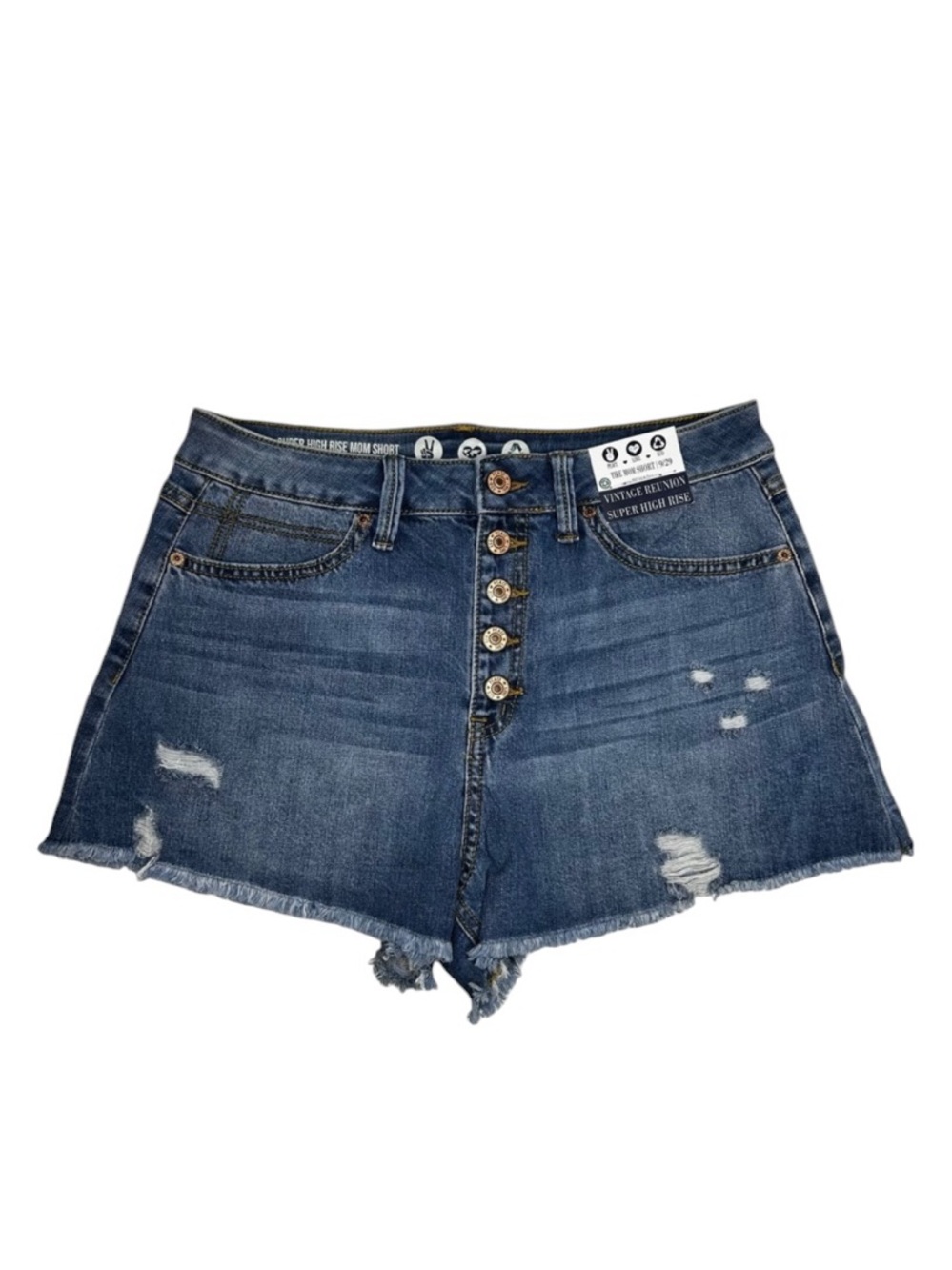 Rewash Denim Jean Shorts Super High Rise Distressed Size 9/29 Raw Edge Hem NWT